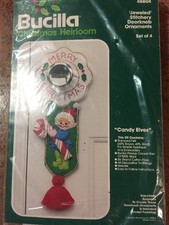 Bucilla Jeweled Stitchery Doorknob Ornaments Set of 4 Christmas Heirloom Kit NIP