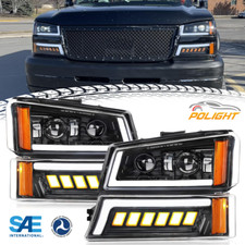 For 2003-2007 Chevy Silverado 1500 3500 LED DRL Projector Headlights Bumper Lamp