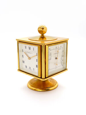 Abercrombie & Fitch / Imhof Table Clock with 8-Day Movement, Weather Station, Cube