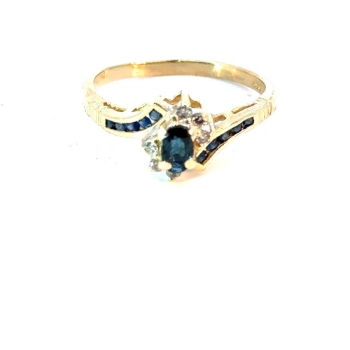 Blue Stone Lady's Stone & Diamond Ring 6 Diamonds .06 Carat T.W. (MI1071329)