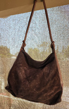 Max Mara Brown Genuine Leather And Suede Leather Shoulder Bag Purse Made Italy