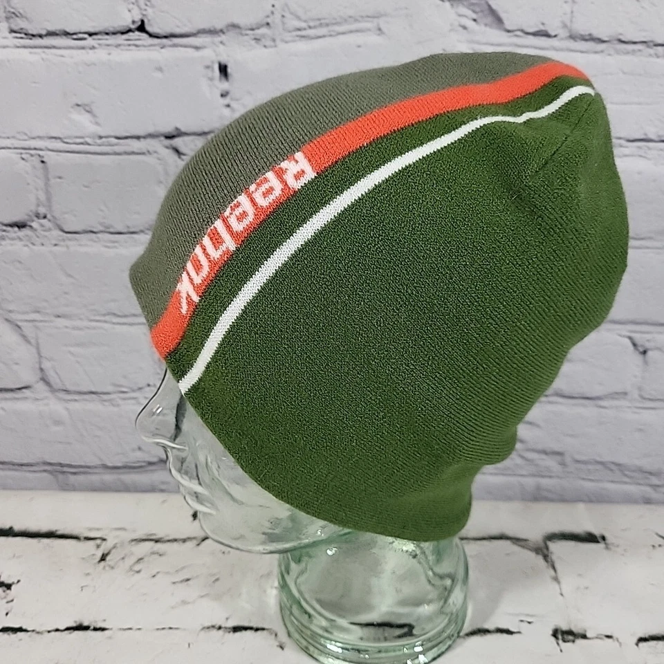 Sombrero Reebok Para Hombres Talla Única Gorro Verde Rayas Elastizado Tejido Gorra de Esquí Cálido Invierno Foto 2 de 4