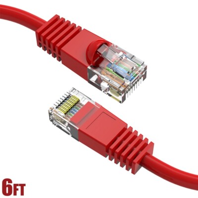 6FT Cat5E RJ45 Ethernet LAN Network UTP Patch Cable Cord Copper Wire 24AWG Red