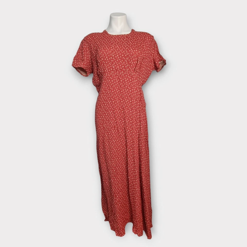 Vestido Largo Rayón De Colección ANGELHEART Midi Reversible Cottagecore Pradera Lino Talla M Foto 2 de 4