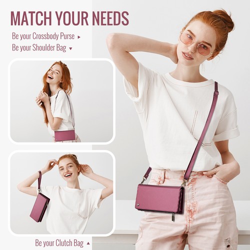 Luxury Wallet Crossbody Strap Cover For iPhone 16 15 14 Plus 13 12 Pro Max Case - Picture 72 of 87