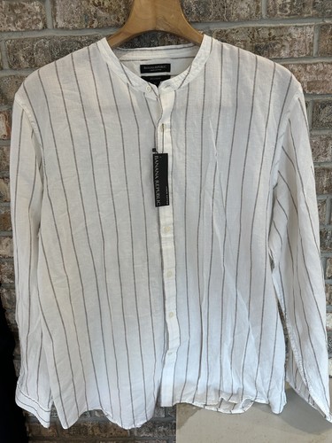 NWT Banana Republic Linen Cotton Pullover Shirt Tunic Mens XLT Casual Ecru Hippy