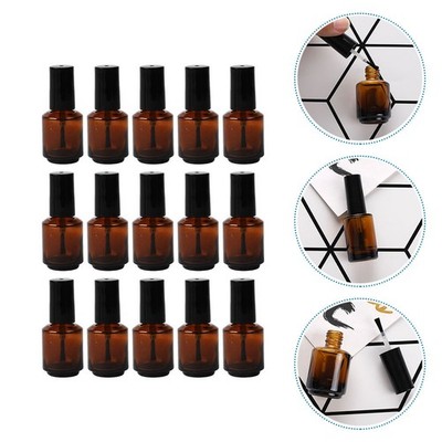15pcs 7ml Empty DIY Nail Polish Bottles Cylindrical Glass Vials with Brush