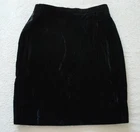 Yves Saint Laurent Black Crushed Velvet Classic Pencil Smart Skirt Small Vintage