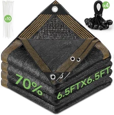 FOTMISHU 70% Shade Cloth 6.5ftx6.5ft Anti-Aging Sun Mesh 6.5ftx6.5ft, Black 