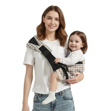 Brown Houndstooth Adjustable Baby Toddler Sling Carrier Hip Seat 840 Lbs