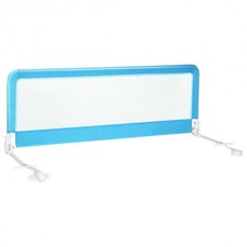 59 Inch Folding Breathable Baby Bed Rail Guard with Safety Strap-Blue - Color: B