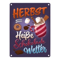 Herbst = HeißE Schokolade Wetter Metallschild In 15X20 Cm