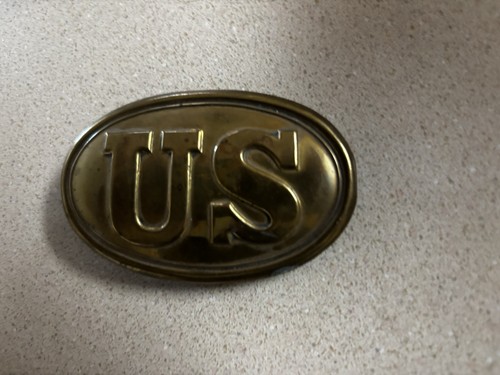 Nice Civil War old reproduction Union U S belt buckle lead backed nice!!!!!
