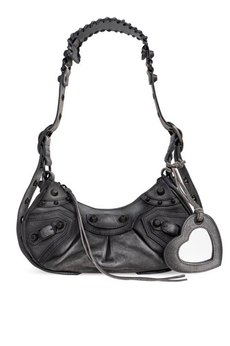 BALENCIAGA Le Cagole XS Gray Suede Shoulder Bag New & Authentic