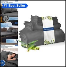 King Size Bamboo Sheets 4 Piece Cooling Set Deep Pocket 16 Inch Viscose Gray
