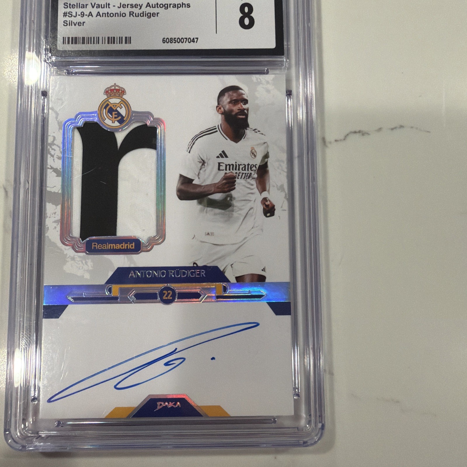 2024-25 Daka Real Madrid CF Antonio Rudiger Patch Auto Silver 15/15 CGC8 Bookend view 4