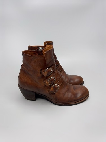 Officine Creative Ankle Leather Brown Zip Boots Women Size 36 - Picture 2 of 12