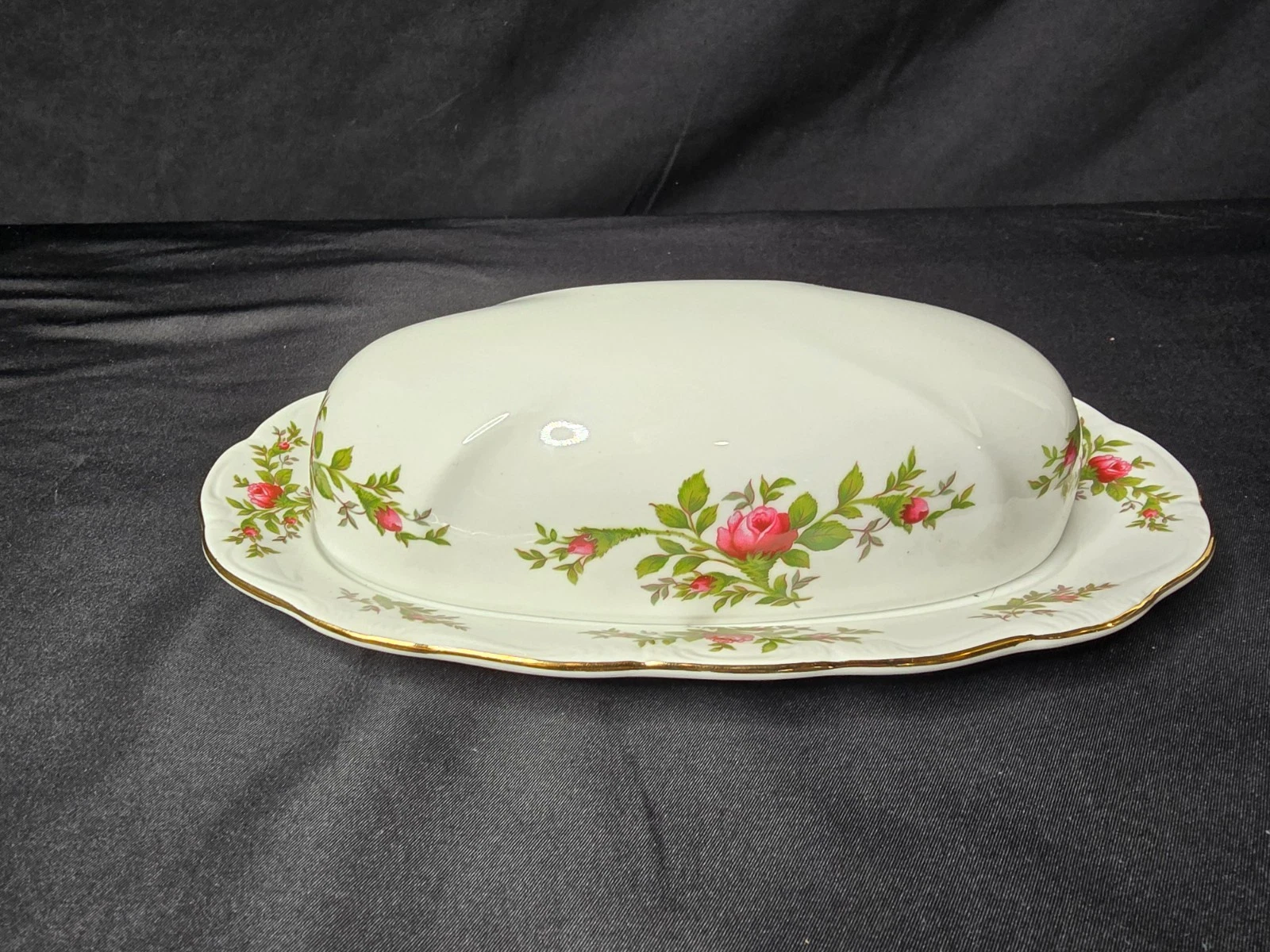 Johann Haviland Traditions Moss Rose Covered Butter Dish