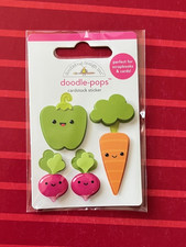 VEGETABLES PEPPER RADISH CARROT DOODLEBUG DOODLE-POPS 3D STICKERS -FREE SHIPPING