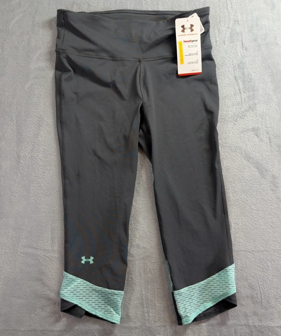 Under Armour Leggings Womens Small Gray Heat Gear Compression Cropped Capri NWT