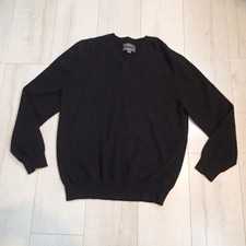 Cezani Sweater Mens xl Black Fine 2 Ply 100 Cashmere Vneck Long Sleeve