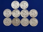 Lot of (10) 90% Silver US Walking Liberty Half Dollars $5 Face - 1917 thru 1936