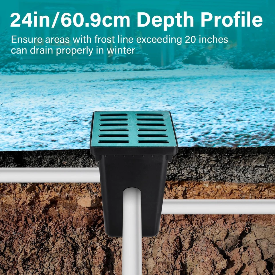 17x17in Catch Basin For Drainage With Fiber Glass Grate Debris Basket Drainage - Image 3 of 4