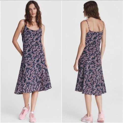 rag & bone Eva Floral Silk Midi Slip Dress Size 12 Luxury Spring Date Night