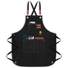 100 Cotton Canvas Apron  Unisex Cooking Apron for Men  Women with 3 Pocket...