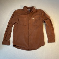 Carhartt Brown Button Up Shirt Sz Large Heavy-Weight Pockets Distressed grunge A