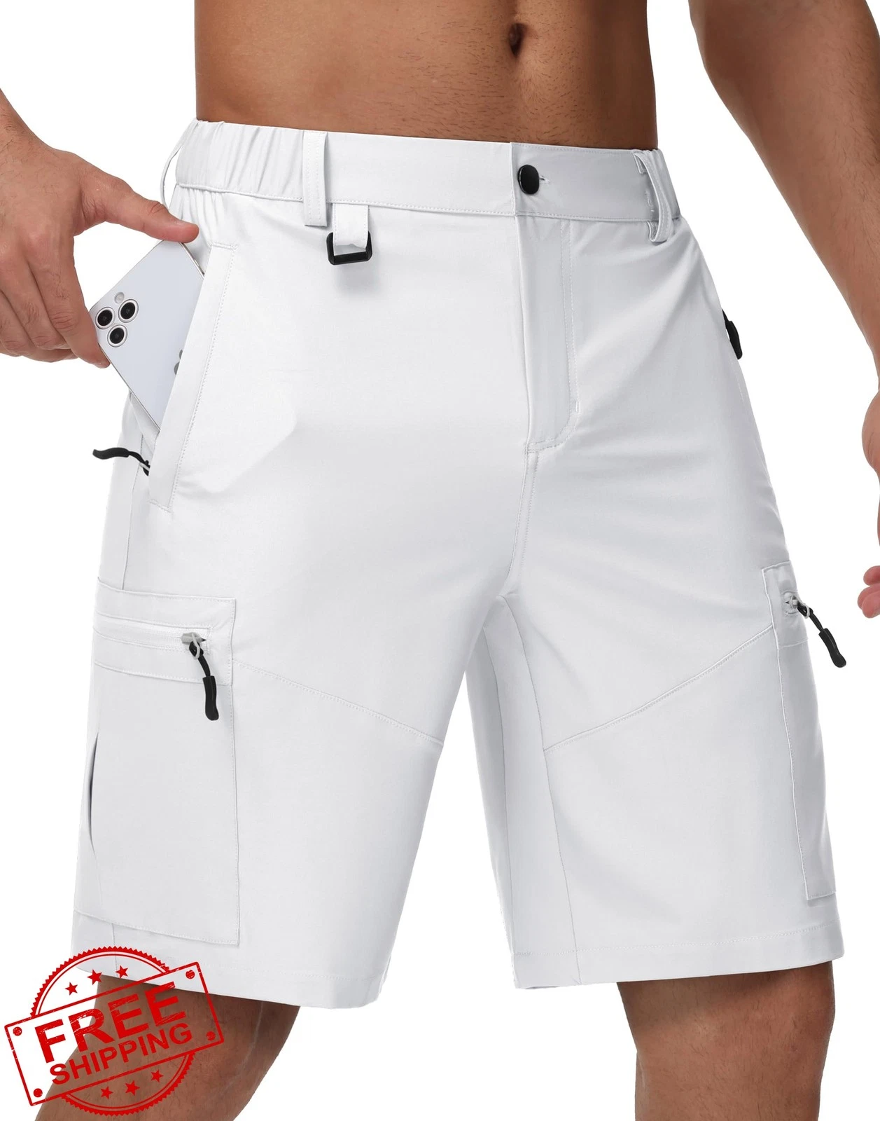 JWM Men's 9" 11" Hiking Cargo Shorts Quick Dry Stretch UPF 50+ Golf Work Fishing