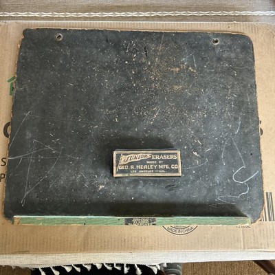 Litho Plate Slated Chalkboard 20  X 16   Primative Farmhouse Green With Eraser