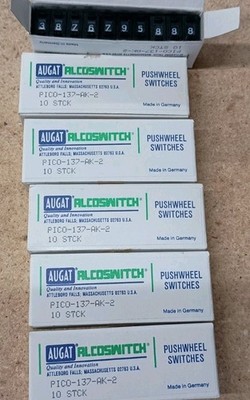 Augat Alcoswitch PICO-137-AK-2 Pushwheel Switches (6) Boxes of 10 