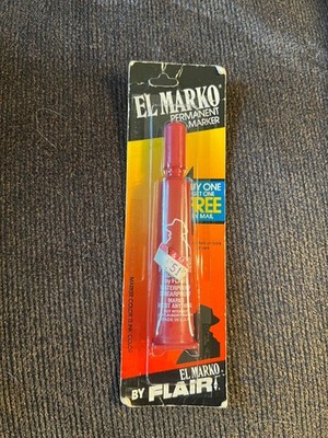 El Marko Vintage Permanent Marker by Flair RED New Old Stock Sealed USA 1984