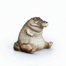 Krokodilfigur klein aus Kunstharz kompakt f&uuml;r Teeliebhaber