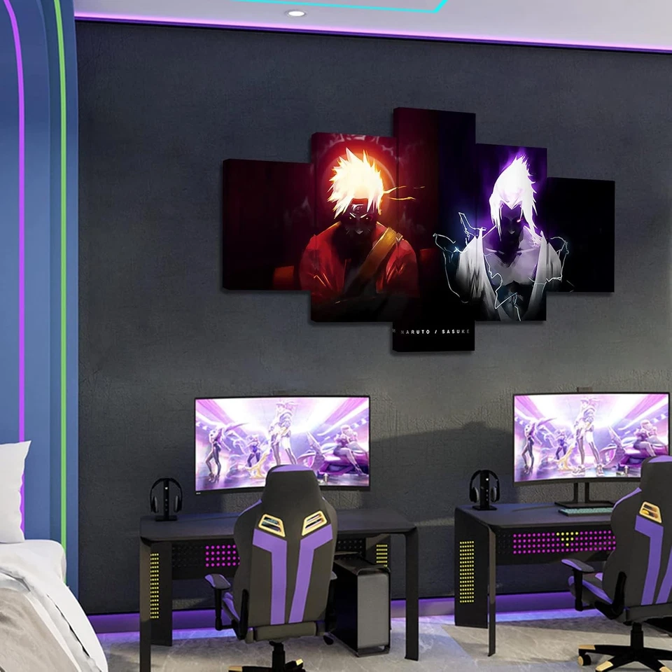 Anime Dark Naruto y Sasuke Face-Off Anime 5 Piezas Panel Lienzo Arte de Pared Foto  Foto 3 de 4