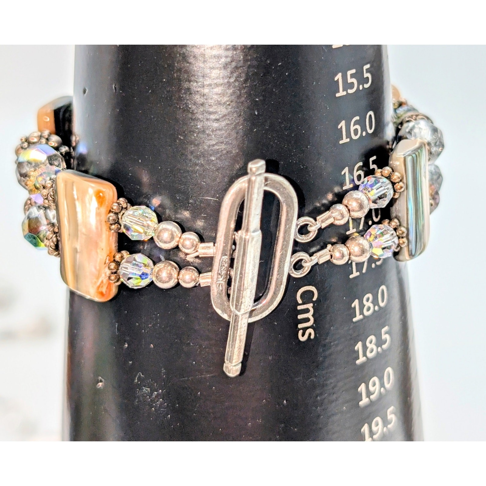 Signed Abalone Shell Chunks AB Crystal Sterling B… - image 8