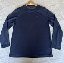 Large Navy Blue Waffle Long Sleeve Crewneck Pullover Tommy Bahama Sweater Mens