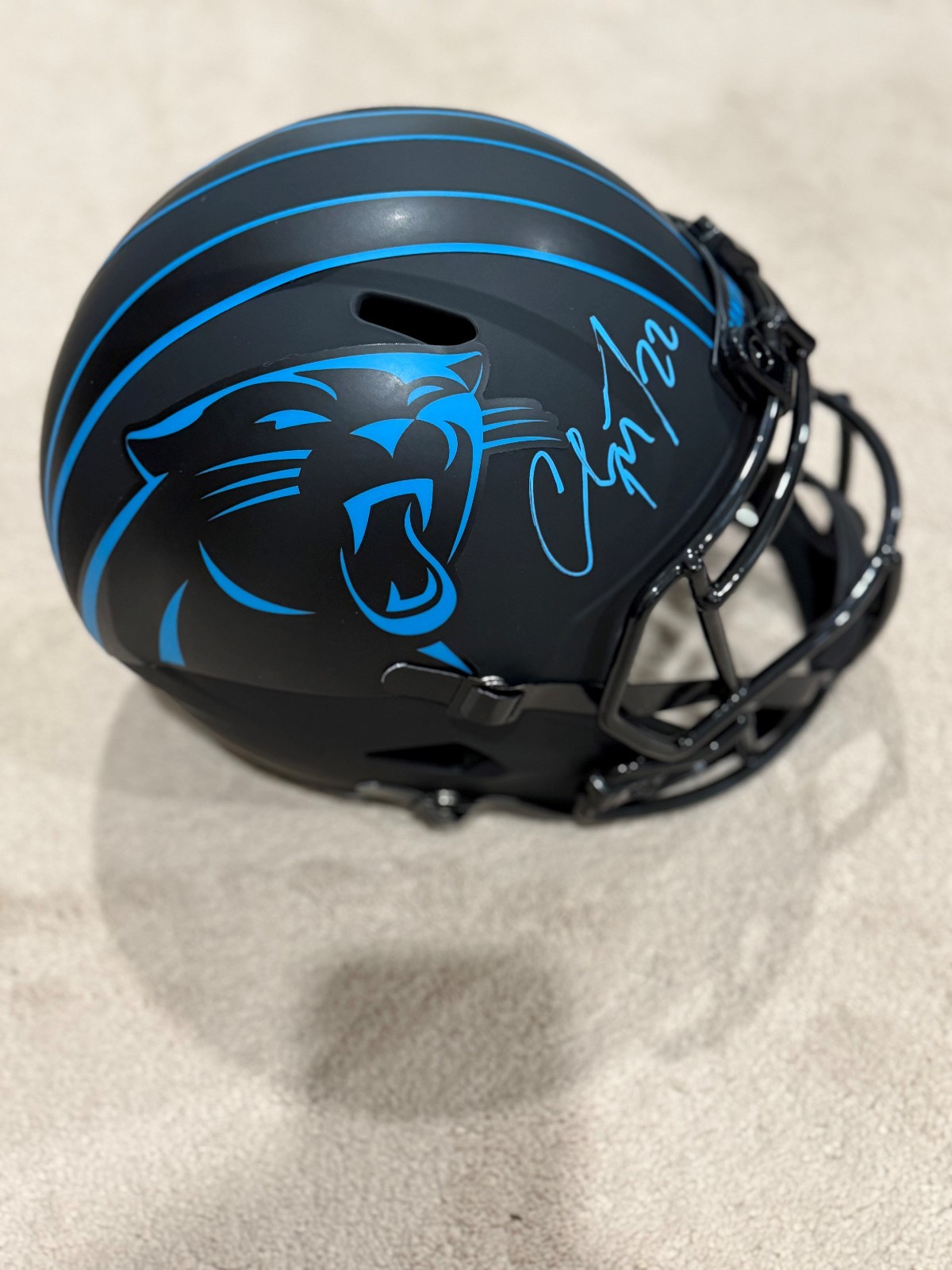 Christian McCaffrey Autographed Signed Carolina Panthers Eclipse F/S Replica Helmet Fanatics 