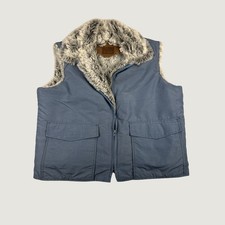Woolrich Vest Women XL Blue Faux Fur Lined Full Zip Made in USA Softshell