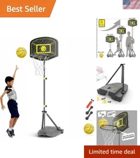 Portable Kids Basketball Hoop with Mini Ball - Adjustable Height 3.6ft-6.2ft