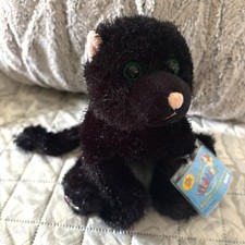 Webkinz Black Cat HM135 Plush Stuffed Animal Ganz Sealed Code Green Eyes 8"