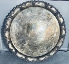 Silverplate Round Serving Tray Platter Grape Pattern Baroque & Rococo Rim — photo 1