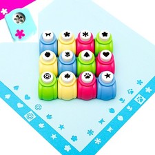 12pcs Craft Hole Punch Shapes Set,Small Paper Yellow,Blue,Red,Pink,Purple