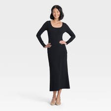 Women's Long Sleeve Rib-Knit Maxi Dress - A New Day