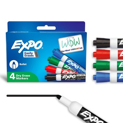 Low Odor Dry Erase Markers Bullet Tip Assorted Colors 4 Count