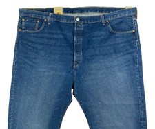  79.50 LEVI'S 501 CLASSIC DARK BLUE STONEWASH DENIM JEANS for BIG  TALL W52 L30