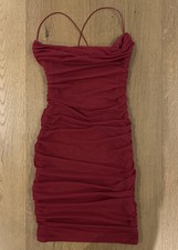 Oh Polly Thinking Of You Ruched Bodycon Mini Dress In Red UK8