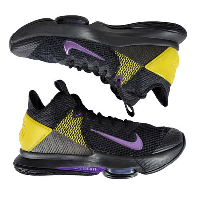Nike LeBron Witness 4 Shoes Basketball Black Opti Yellow Mens Size 12 Lion Heel