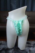  A184 2XL/ElasticW.24-44"VintageStyle Green Satin Bikini Thong Panties Underwear